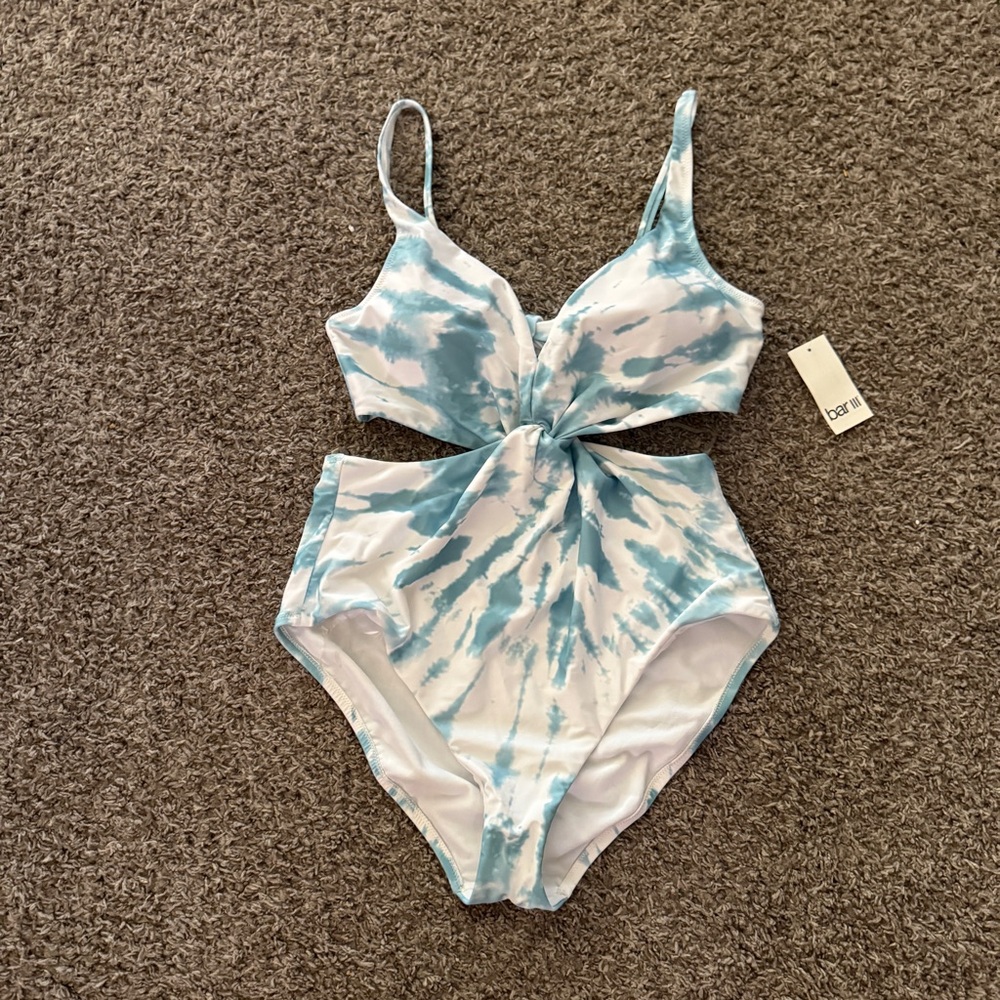 Bar III Blue and White Tie-Dye One Piece Swimsuit